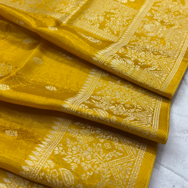 Pure Russian Silk Banarasi Saree With Floral Boota Work in Cyan Colour