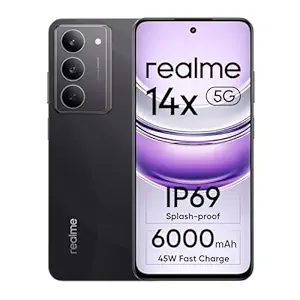 realme 14x 5G Smartphone 8+128GB Crystal Black, 6.67-inch Screen, 120Hz Display, 6000mAh Battery, 80MP, MediaTek Dimensity 6300, ArmorShell Protection, IP69