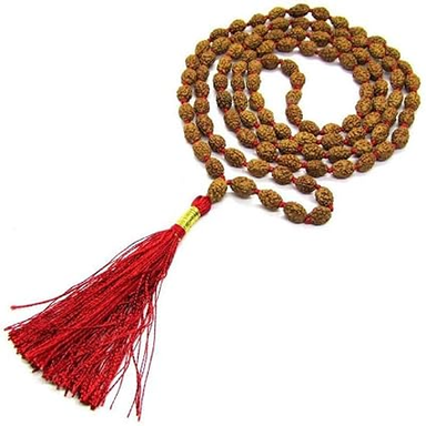 ShivaRatna 3 Mukhi Rudraksha Mala 54+1 Beads Certified (30 cm Length Approx)
