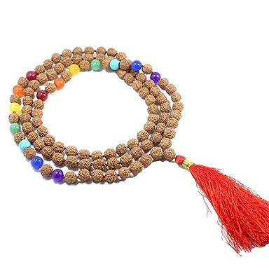 ShivaRatna The 7 Chakra Rudraksha Mala 108 + 1 Beads Length 40cm