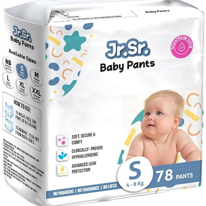 Kiddle Baby Diaper Pants S Size 78 Pieces (Soft & Leak-Proof Disposable Pants for Infants)