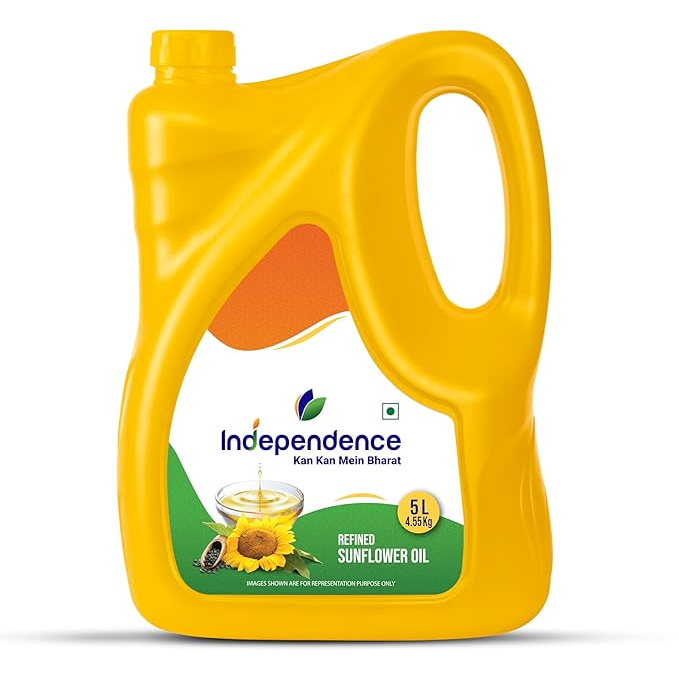 Independence Refined Soyabean Oil 5 Litre (Pure Soya Cooking Oil, Light & Healthy Edible Oil for Frying & Daily Use)