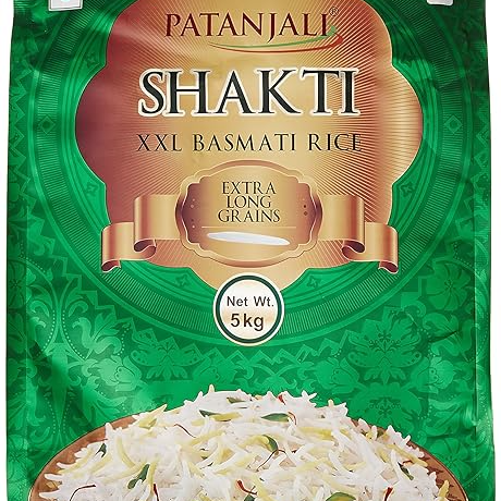 Patanjali Shakti Basmati Rice 5KG (Premium Long Grain Aromatic Rice, Ideal for Everyday Cooking & Traditional Indian Dishes)