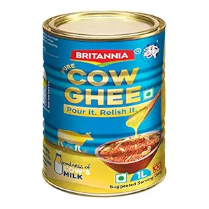 Britannia Pure Cow Ghee 1 Litre (Desi Ghee, Rich Aroma & Granular Texture for Cooking, Frying & Sweets)