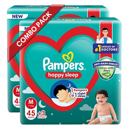 Pampers M50 Baby Diaper Pants Medium Size (M) 50 Count – Soft, Leak Protection & All Night Dryness