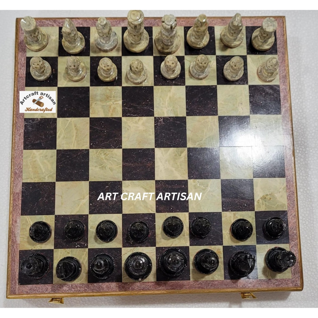6 Inch Stone Chess Board Set – Handcrafted Marble Chess Set for Home & Gift
