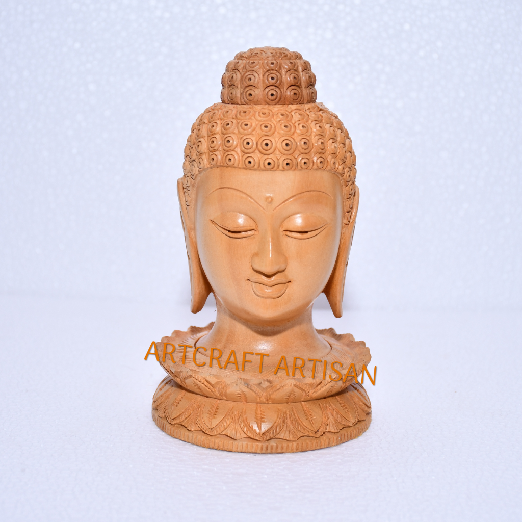 Art Craft Artisan - Wooden Ashoka Pillar Head 6-Inch (Handcrafted Solid Wood Sculpture, Decorative Indian Artifact)