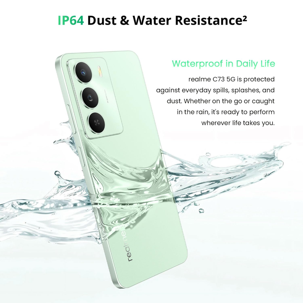 realme C73 5G Smartphone 4+128GB Jade Green, 6.67-inch Screen, 120Hz Display,6000mAh Battery, 40MP Camera, MediaTek Dimensity 6300 Processor, IP64
