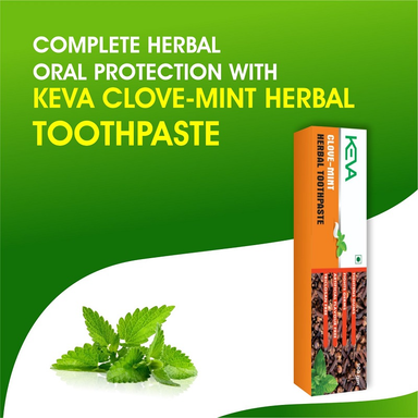 KEVA Clove-Mint Herbal Toothpaste Relieves,Tightening,Fresh Breath,Anti-cavity,Longlasting (100 g) Pack of 2