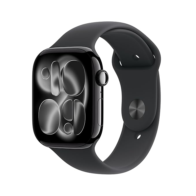 Apple Watch Series 11 GPS 46mm Jet Black Aluminium Case with Black Sport Band – Always-On Retina Display, S10 Chip - Keshari Vision