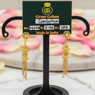 22K Gold Plated Long Dangle Earrings - Traditional Indian Drop Earrings for Women - Bridal & Wedding Jewelry Gift