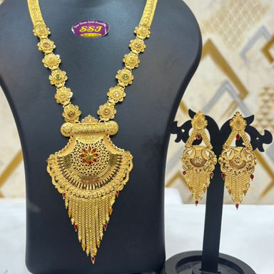 Gold Plated Necklace Set with Matching Earrings for Women – Traditional Bridal & Festive Jewelry
