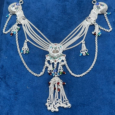 Traditional Silver Plated Saree Kamarbandh with Multicolor Stones – Bridal Waist Belt for Women